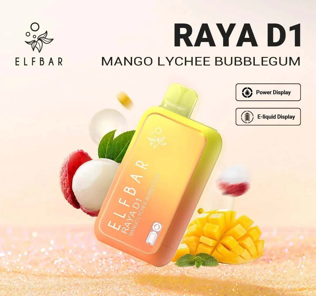 ELF BAR RAYA D1 – Mango Lychee Bubblegum - Vape Shop Chandigarh