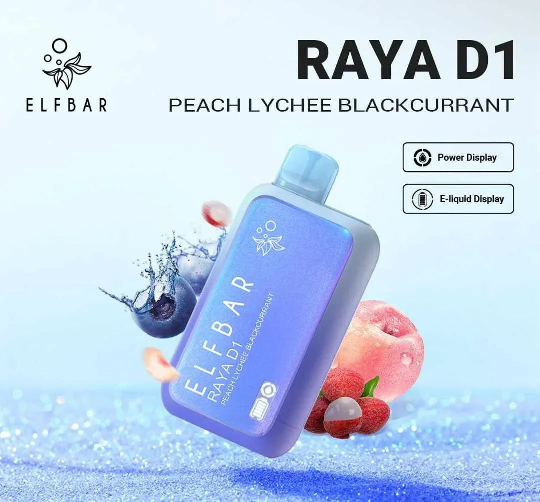 ELF BAR RAYA D1 – Peach Lychee Blackcurrant - Vape Shop Chandigarh